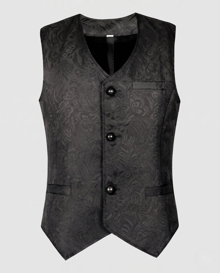 Ladies elegant vest with floral patterns and ornate buttons