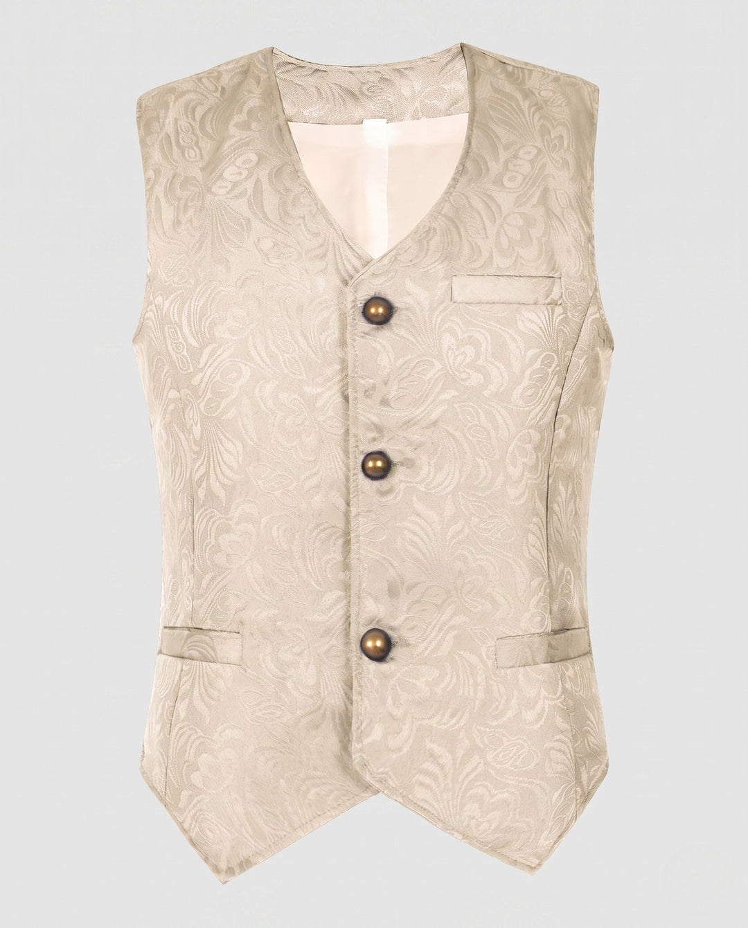 Ladies elegant vest with floral patterns and ornate buttons