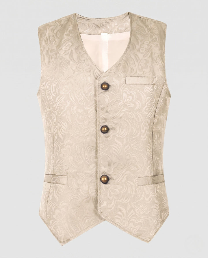 Ladies elegant vest with floral patterns and ornate buttons
