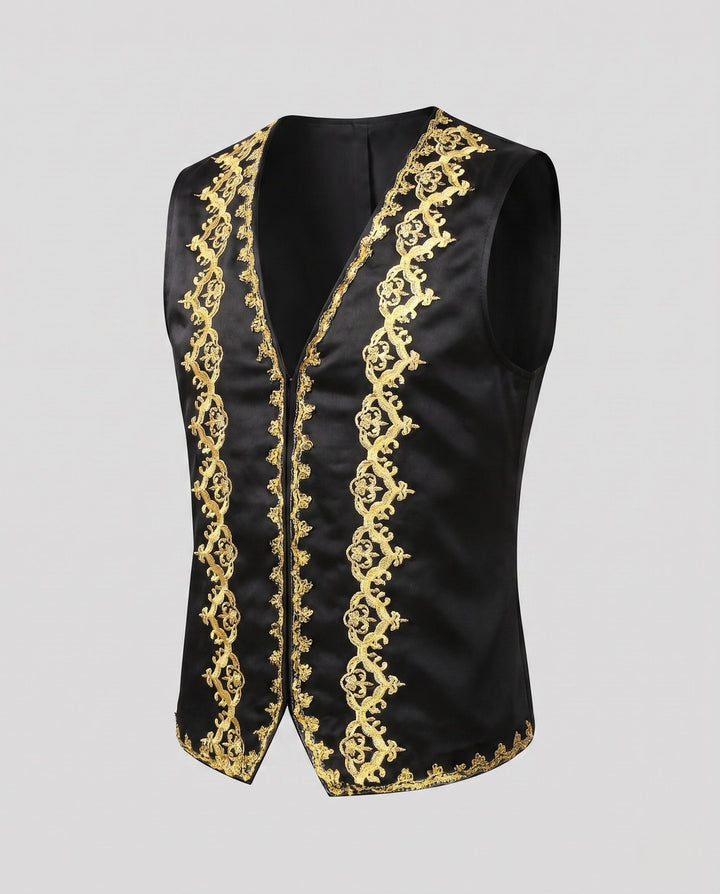 Ladies elegant vest with intricate golden embellishments