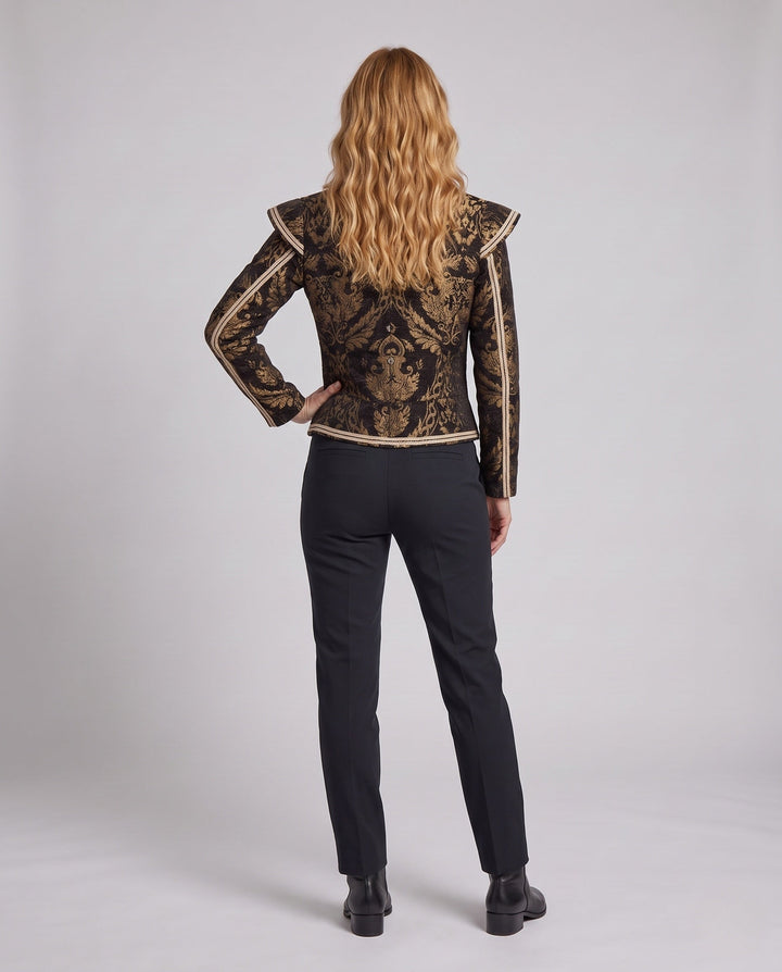 Women Elegant Brocade Jacket with Intricate Embellishments