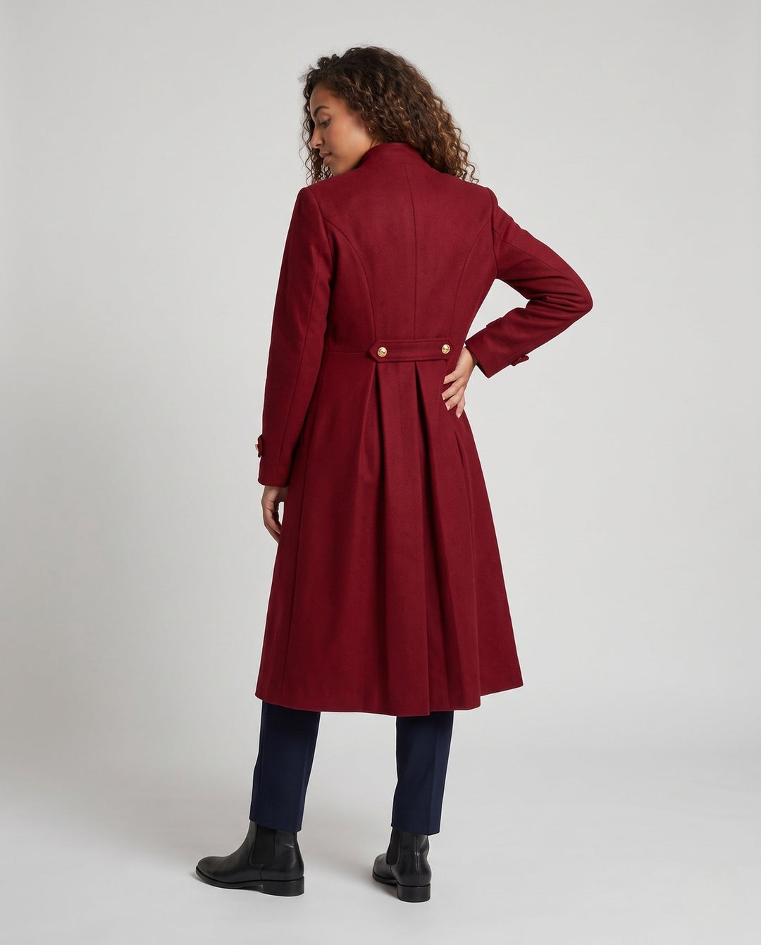 Ladies Elegant Long Padded Coat with Elaborate Buttons