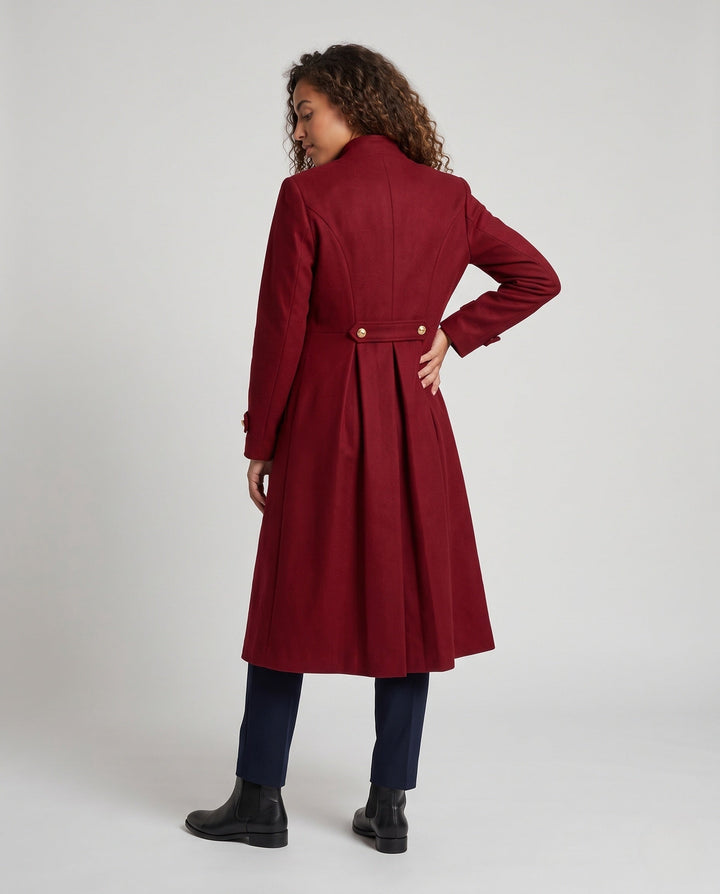 Ladies Elegant Long Padded Coat with Elaborate Buttons