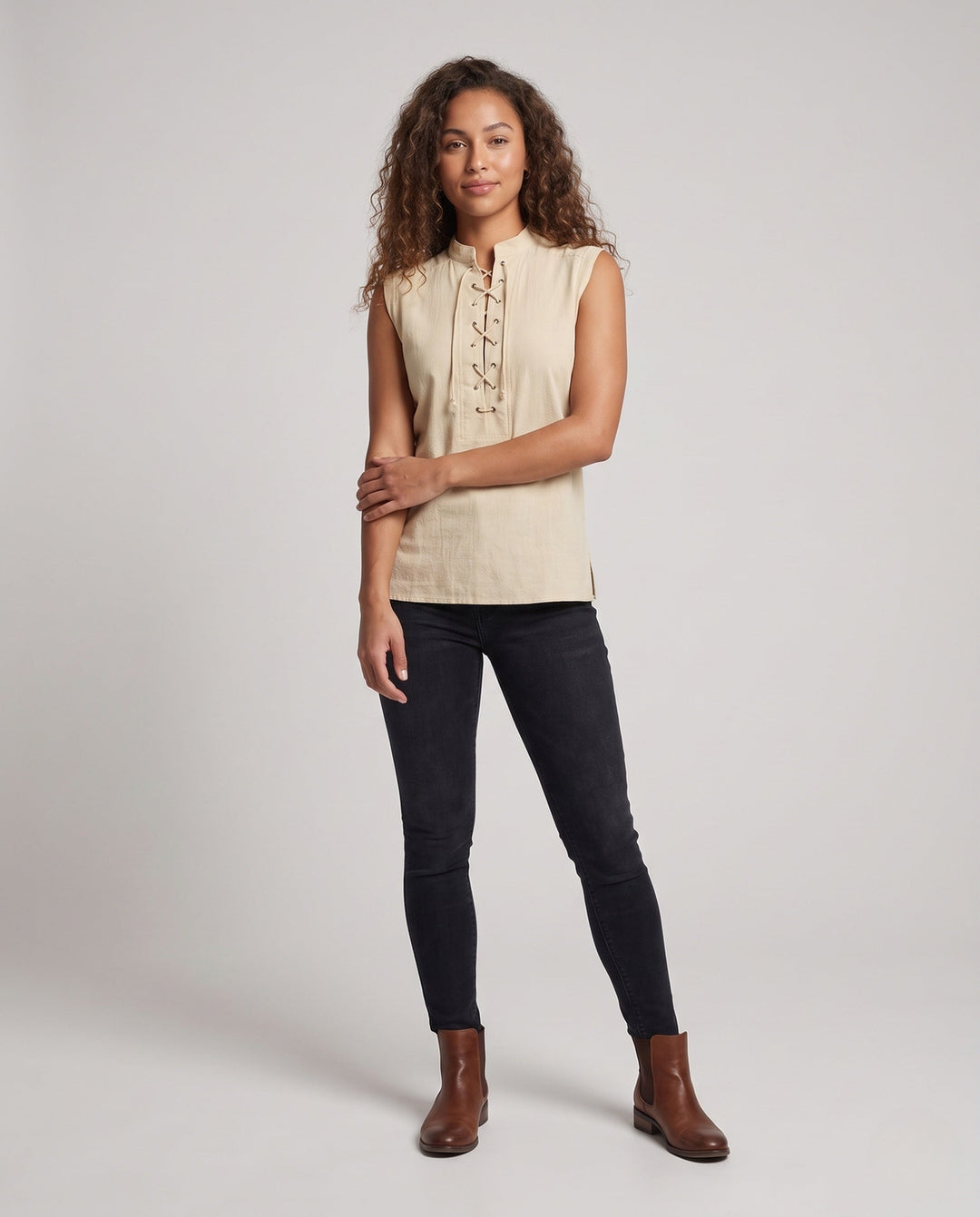 Women Casual Leather Vest with Fringe and Buttons