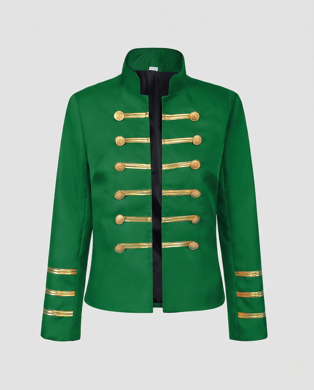 Women Military Lapel Jacket with Golden Buttons