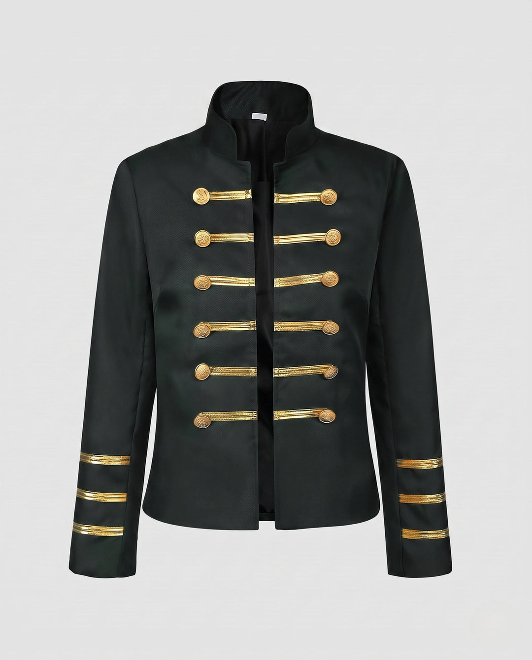 Women Military Lapel Jacket with Golden Buttons