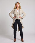 Women Oversized Jacket with Artistic Pattern and Elegant Button Closure
