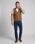 Men's sturdy canvas utility gilet with in check inner Lining and D-Rwg