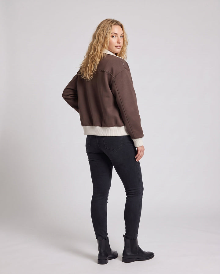 Women Fashionable Transitional Jacket with Stand-Up Collar