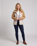 Women's padded jacket with hood and faux fur trim