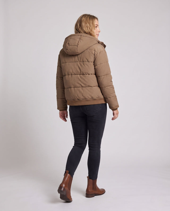 Women Padded Hooded Jacket with Stylish Zip