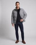Men's Quilted Puffer Jacket with High Collar with collar, Concealed Zip & Snap Placket