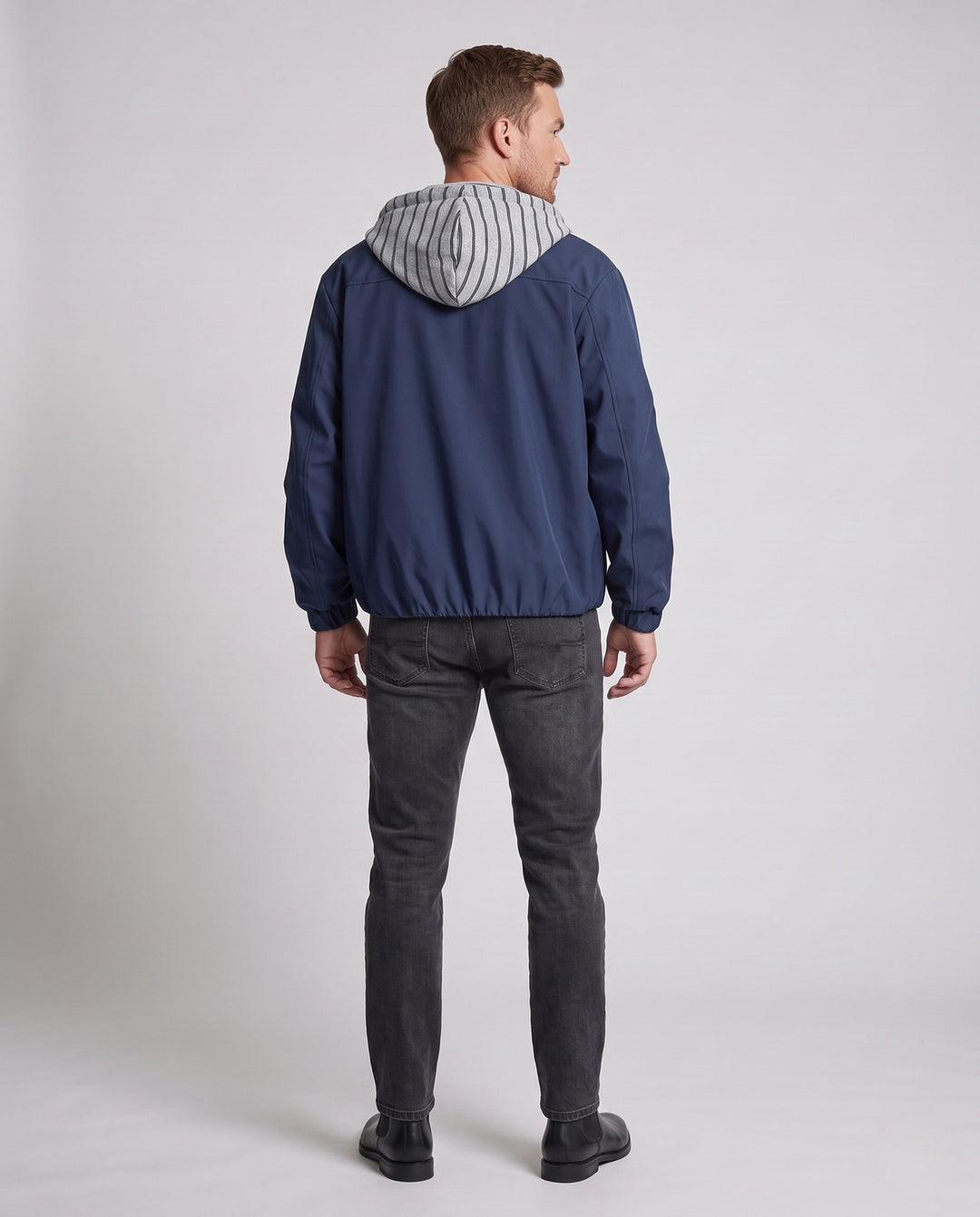 Unisex Oversized Windbreaker with Striped Hood Facing, Mesh Panels &amp; Drawstring