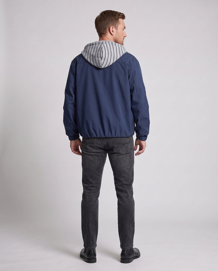 Unisex Oversized Windbreaker with Striped Hood Facing, Mesh Panels &amp; Drawstring