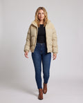 Ladies Fashion Down Jacket with High Collar