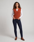 Women Sleeveless Wool Blend Knit Vest with V-Neck and Button Placket
