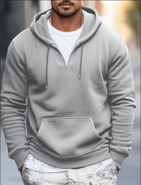 | Streetwear Autumn Hoodie with Pockets and Drawstring for Men