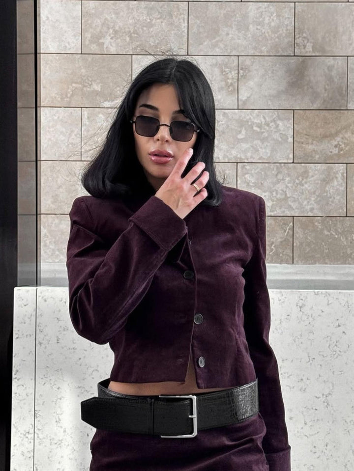 Jacket &amp; short Skirt with Belt Coordwation Set