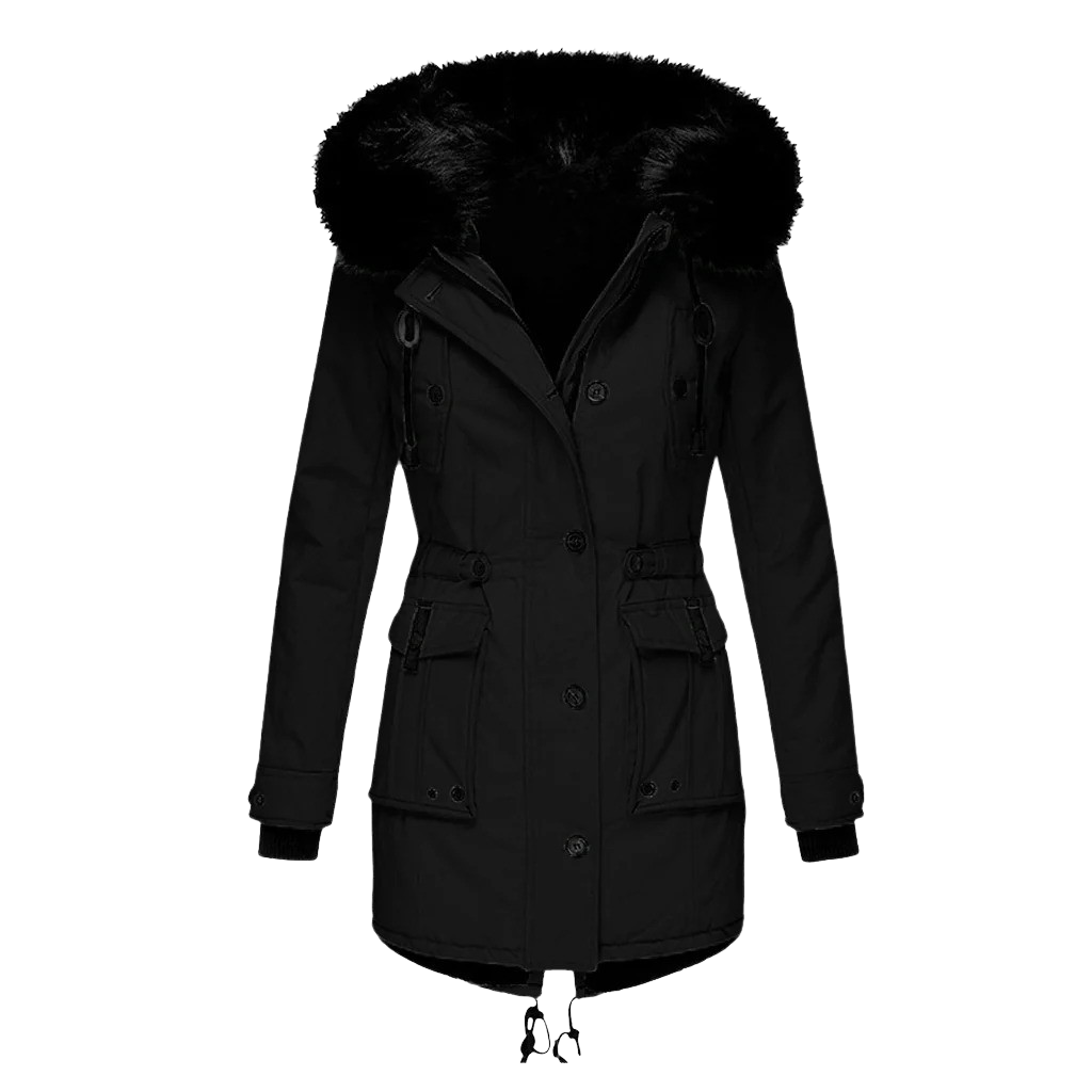 winter coat with long sleeves with hood