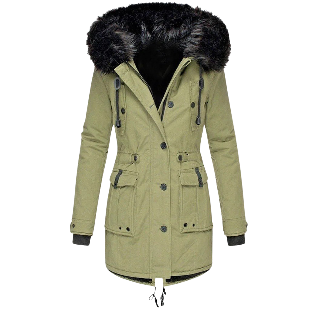 winter coat with long sleeves with hood