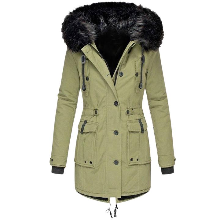 winter coat with long sleeves with hood