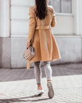 Women's long Trench coat with button closure and Waist Belt