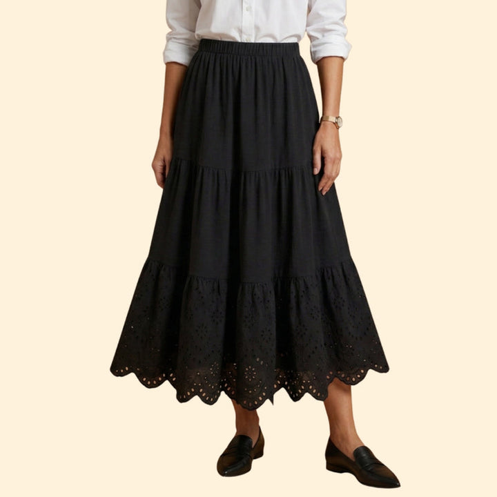 Women’s A-Line Maxi Skirt with Ruffled Detail