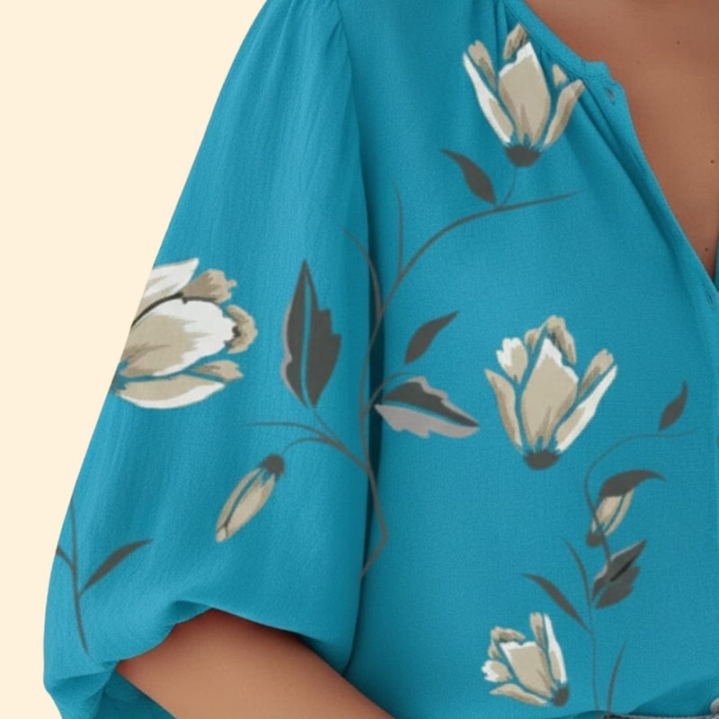 Women’s Blouse with Floral Print and Button Front