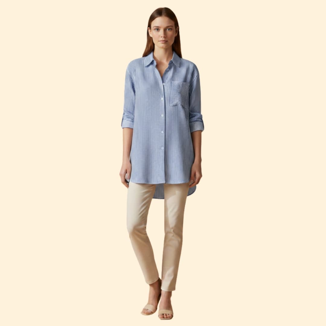 Women’s Casual Blouse with Striped Design