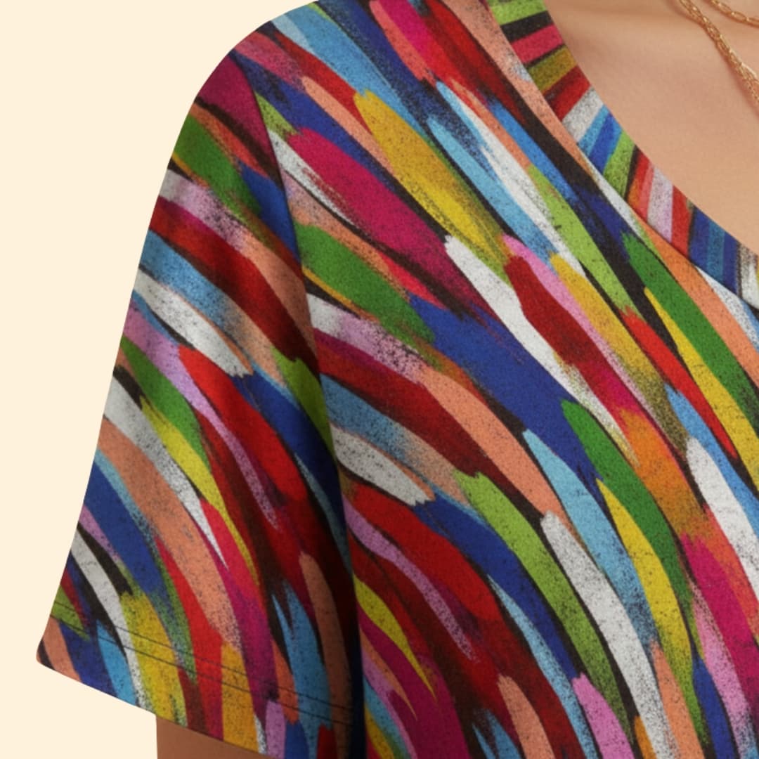 Women’s Colorful V-neck T-shirt with Short Sleeves