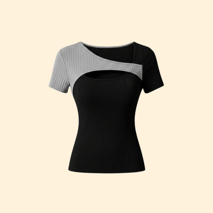 Women’s Cropped T-Shirt with Colorblock Accent