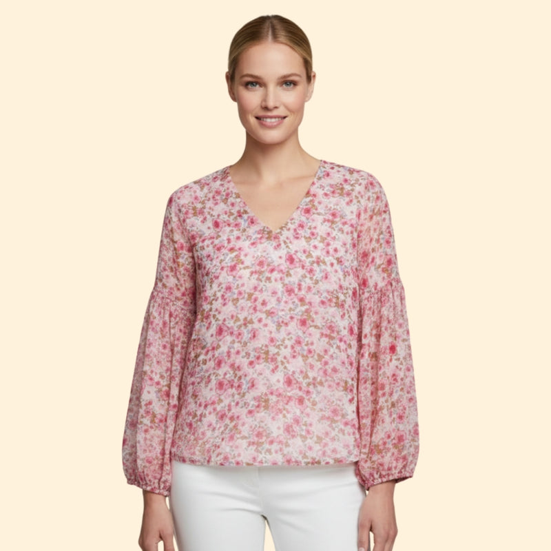 Women’s Floral Print Blouse with V-Neck