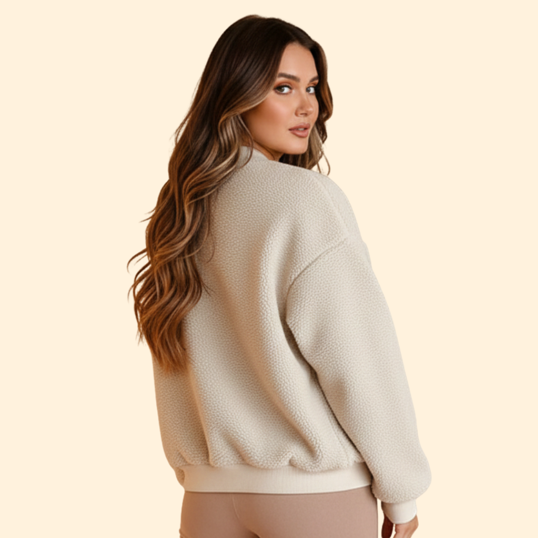 Women’s Fleece Bomber Jacket with Front Pockets