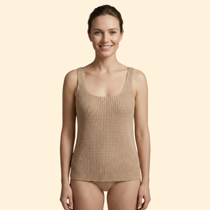 Women’s Sleeveless Top with Ribbed Knit Texture
