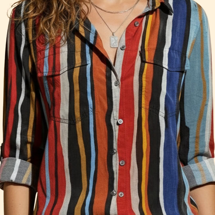 Women’s Striped Shirt with Button Front Design