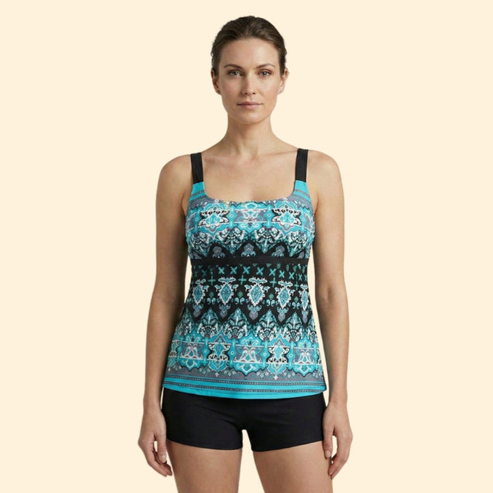 Women’s Two-Piece Tankini with Multicolor Stripes