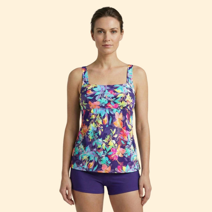 Women’s Two-Piece Tankini with Multicolor Stripes