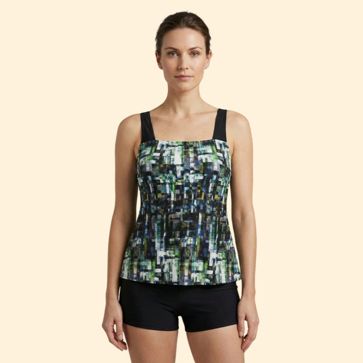 Women’s Two-Piece Tankini with Multicolor Stripes