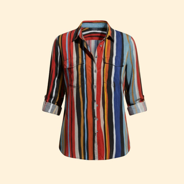 Women's Vibrant with Flowy Loose-Fit Shirt and Button