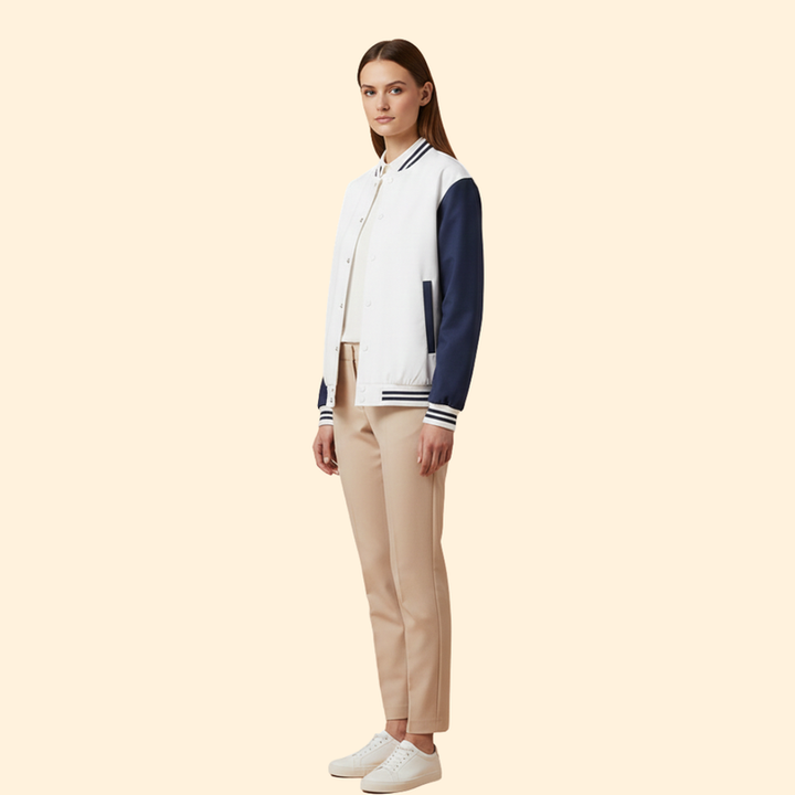 Women's Bomber Jacket with Contrast Sleeves