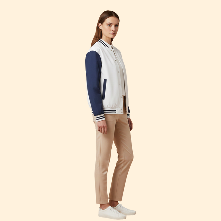 Women's Bomber Jacket with Contrast Sleeves