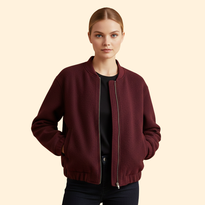 Women's Bomber Jacket with Practical Side Pockets