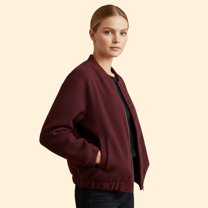 Women's Bomber Jacket with Practical Side Pockets