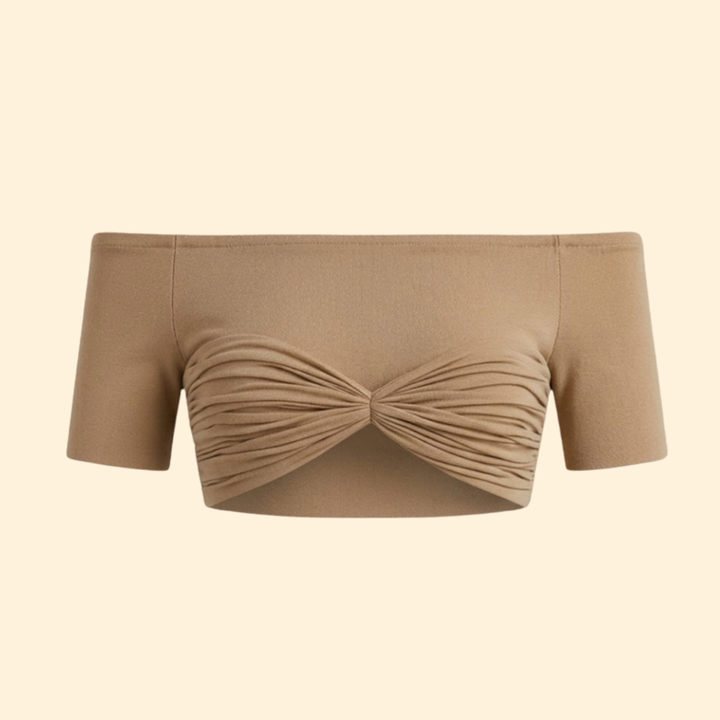 Women’s Crop Top with Ruffled Off-Shoulder Neckline