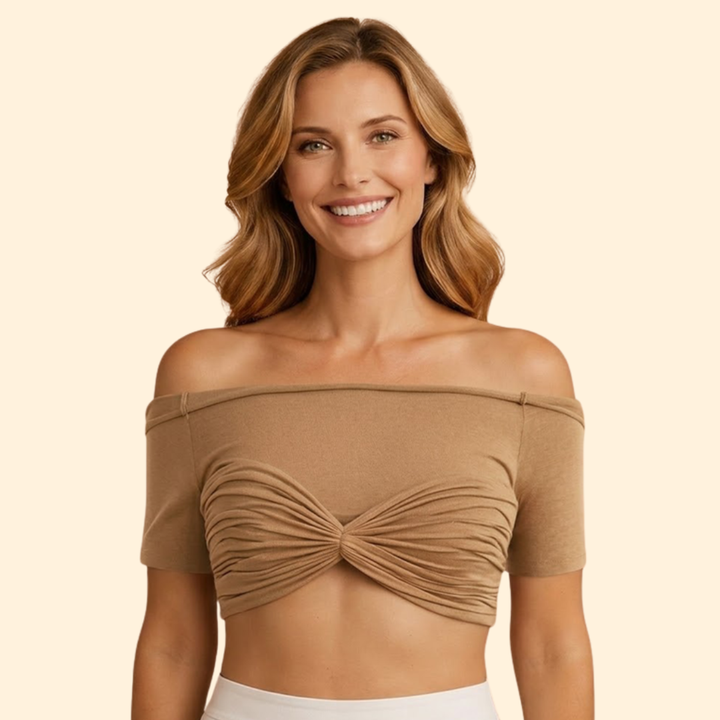 Women’s Crop Top with Ruffled Off-Shoulder Neckline