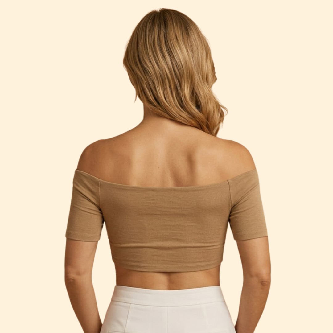 Women’s Crop Top with Ruffled Off-Shoulder Neckline