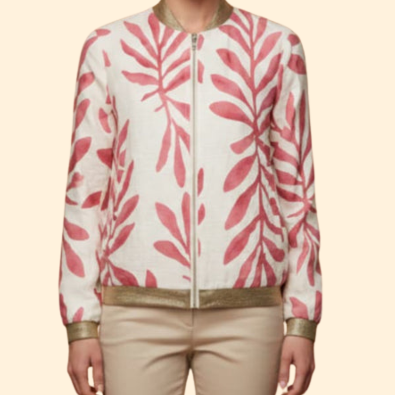 Women's Floral Bomber Jacket with Zip