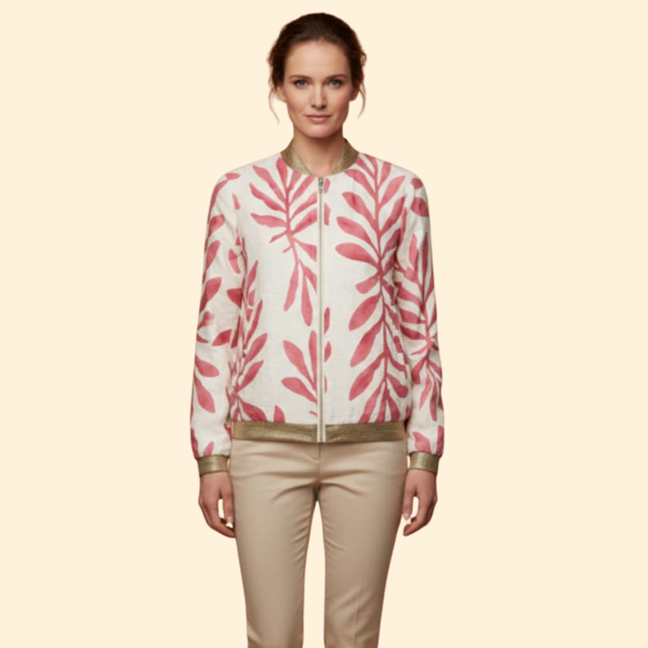 Women's Floral Bomber Jacket with Zip