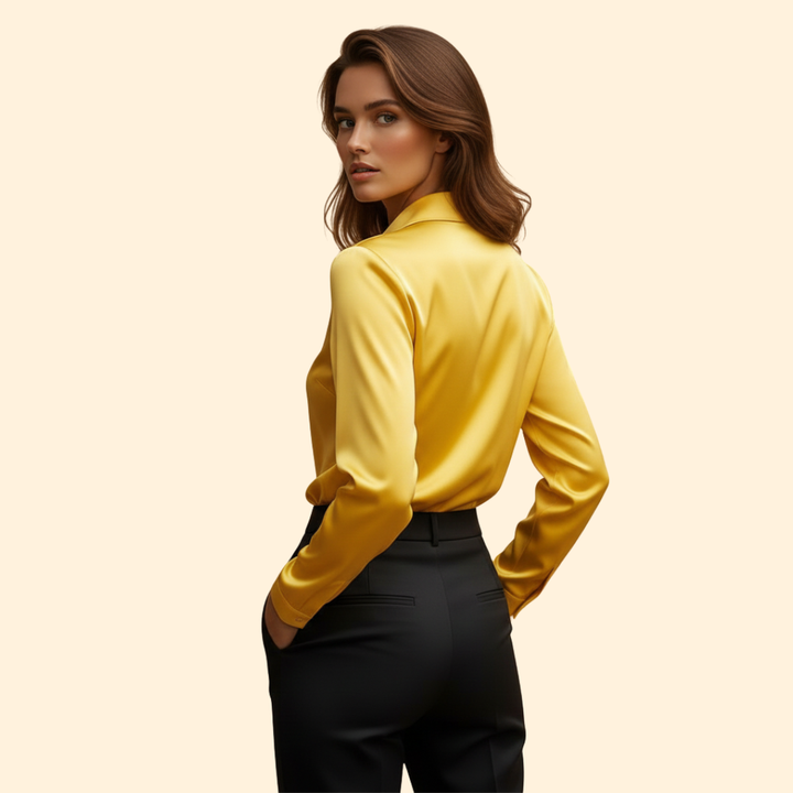 Women’s Long Sleeve Blouse with Draped Neckline