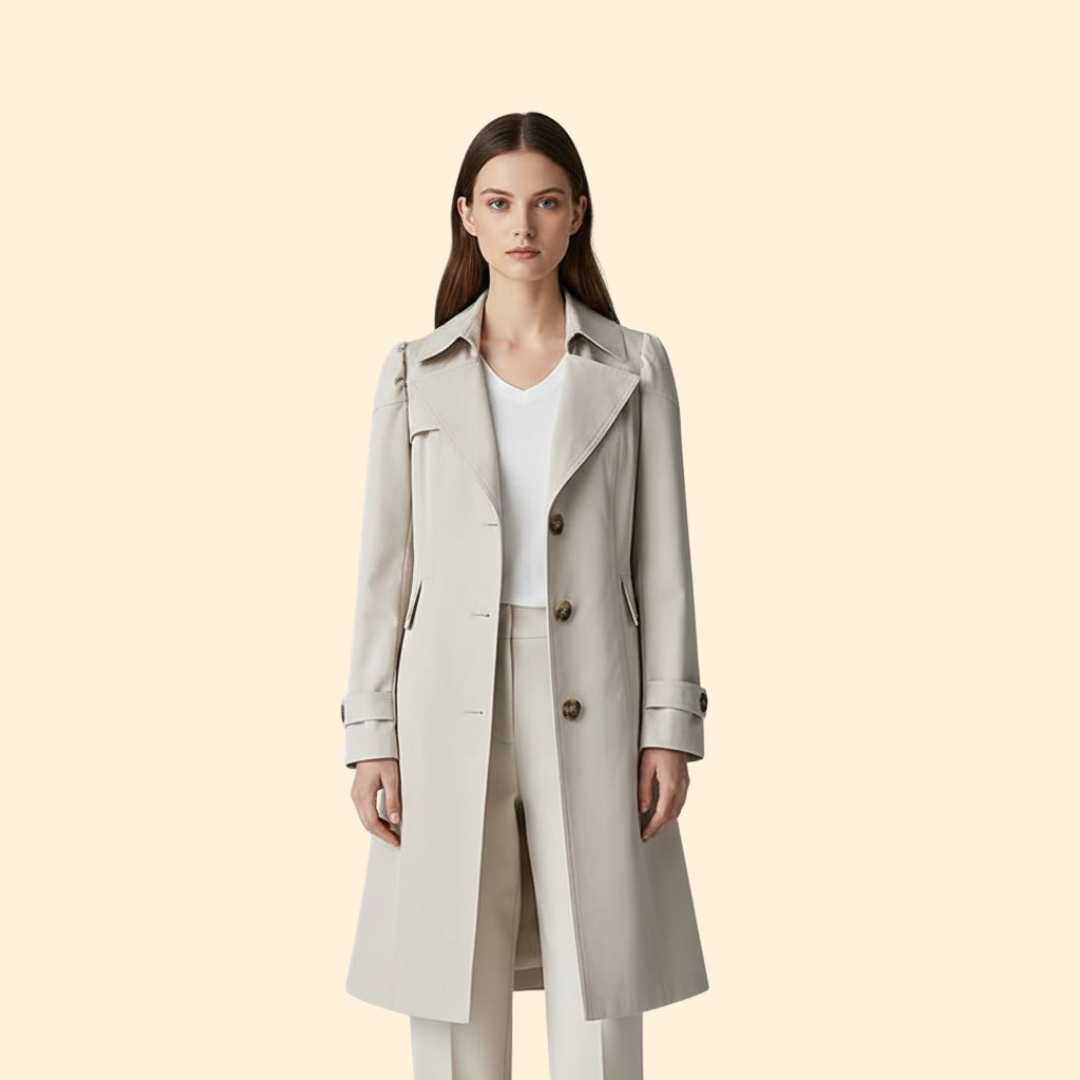 Women’s Long Coat with Flap Pockets